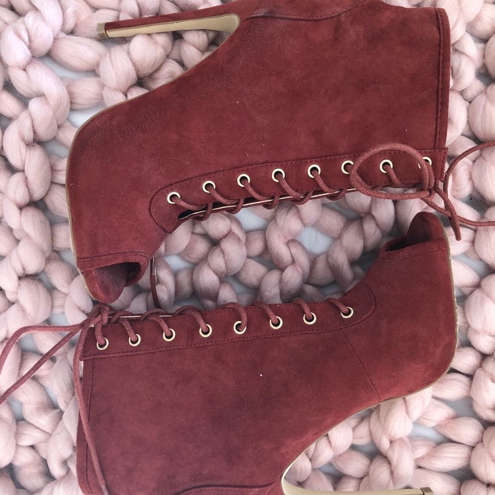 Scene Red Lace-up Booties